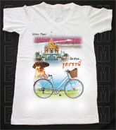 เสื้อยืดคอวีพร้อมสกรีนลายแหล่งท่องเที่ยว ลายจังหวัดอุดรธานี